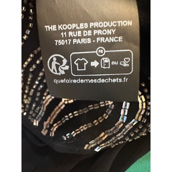 Kooples Black Rhinestone Embellished Mini Dress Wide Sleeve US Size 2 - Picture 9 of 14